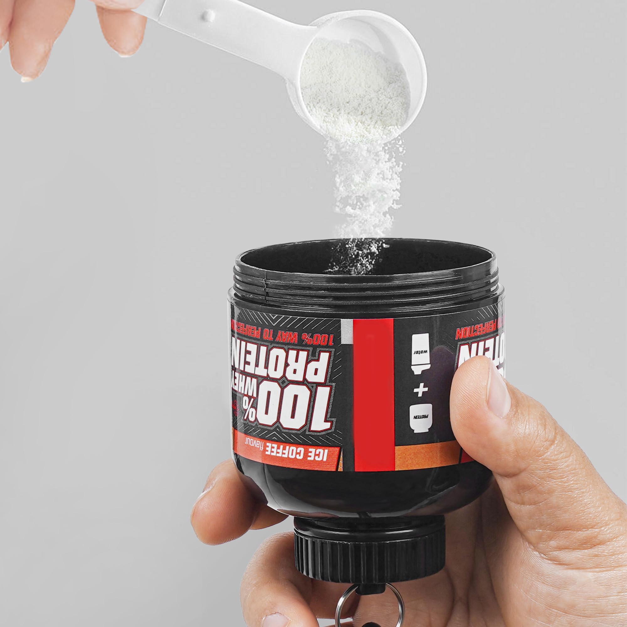 Kinoy Protein Powder and Supplement Funnel Keychain - Protein Powder Container with Durable Key-Chain Portable to-Go Container for The Gym, Workouts, Fitness, and Travel Big 1pc